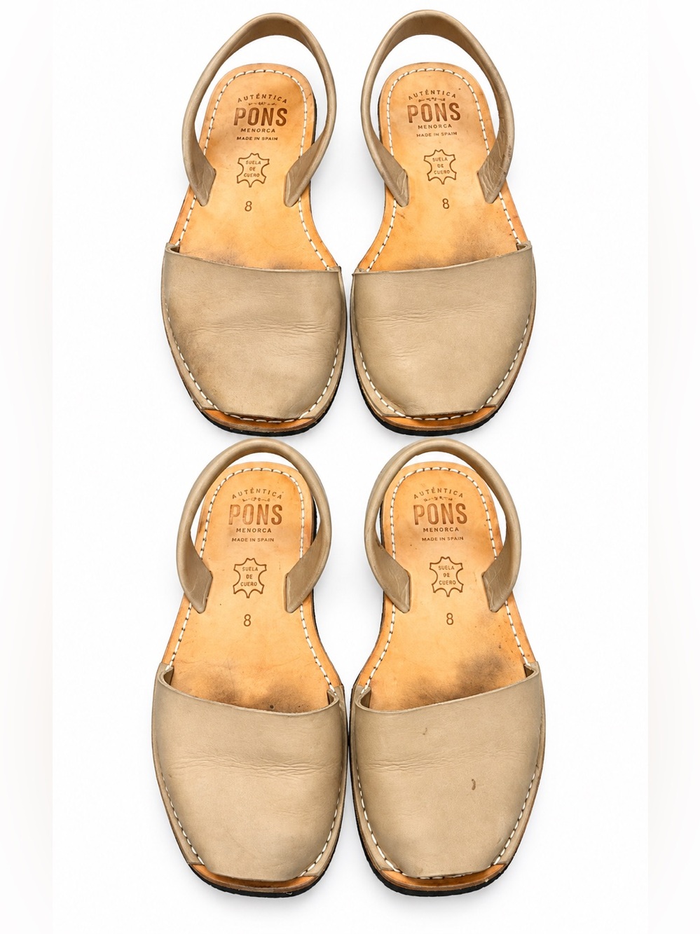 PONS Avarcas Leather Sandals Size 8 Neutral Tan Beige 2 Pair Bundle

Description
